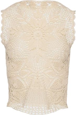 Magda Butrym Gehaakte top met ronde hals - Beige