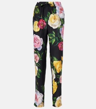 Dolce & Gabbana Floral silk straight pants