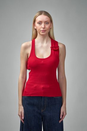 Courr&egrave;ges Tank Top Double Buckle 90s Rib