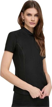 Patrizia Pepe T-shirt met korte mouwen en hoge hals - Dames - T-shirts - Zwart - S - Leer - Tops