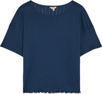 Eberjey Pointelle-knit T-shirt - Navy - S (UK8-10 / S)