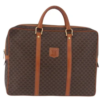 Celine Macadam Canvas And Leather Brown Canvas Briefcase Bag (Pre-Owned)
