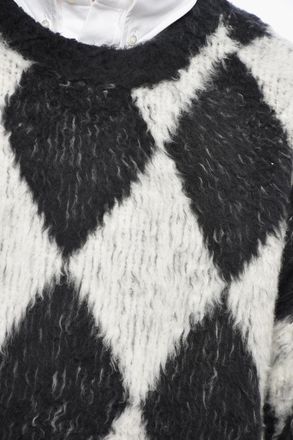 Celine Maglia Girocollo Effetto Fuzzy con Motivo Argyle Celine