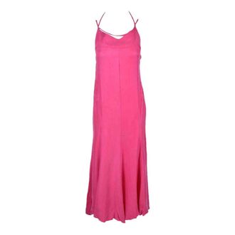 Weili Zheng Maxi Dresses, female, Pink, M, Long silk dress with zipper closure