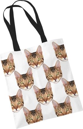 Bang Tidy Clothing Cat Tote Print Bag - Bengal Cat Shopping Shoulder Bag Gifts White