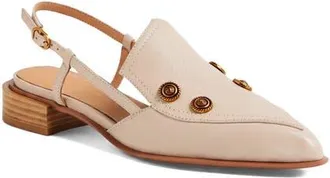 Django & Juliette Elonsos Backstrap Flat in Vanilla Leather at Nordstrom, Size 39