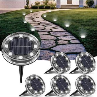 OEM Juego De 6 Luces Solares De Suelo, 8 Luces Solares Led Para Jard&iacute;n, Resistentes Al Agua Ip68, Focos Solares Para Exteriores Para Caminos, C&eacute;sped, Pati