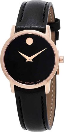 Movado Museum Classic Black Dial Black Leather Ladies Watch 0607276