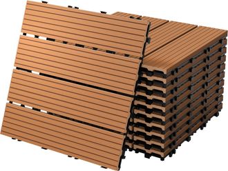 ECD Germany Ecd Germany Baldosas De Patio Wpc De 30x30 Cm 22 Piezas Por 2m&sup2; Con Aparencia De Madera Marr&oacute;n Claro Con Sistema De Drenaje Y Instalaci&oacute;n Mediante Cli