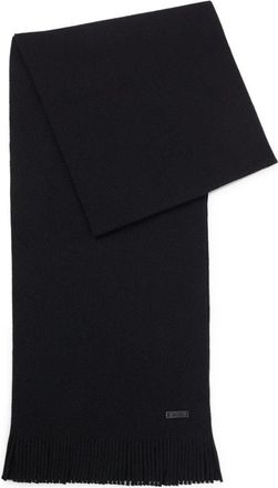 HUGO BOSS Mens Albas Virgin Wool Logo Print Scarf, Black