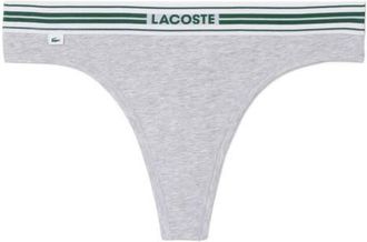 Lacoste High Waist Stretch Cotton Jersey Thong in Silver Chine at Nordstrom, Size 3X-Large
