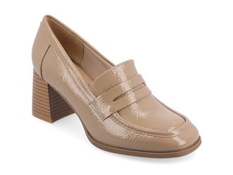 Journee Collection Malleah High Womens Heels Patent/Taupe : 10 M, Leather