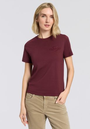 GANT T-Shirt GANT REG TONAL SHIELD SS T-SHIRT, Damen, Gr. XXL, plum wine, Single Jersey, Obermaterial: 100% Baumwolle, regular fit, Rundhals, Shirts T-Shir