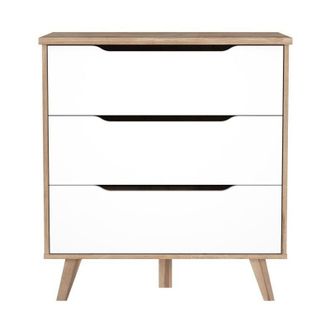 Les Tendances Les Tendances - C&oacute;moda De Habitaci&oacute;n Vankka Decor Madera De Cerezo Y Blanco Mate + Patas De Madera Maciza - L 80 Cm