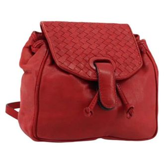 Bottega Veneta Pre-owned Leren Rugzak - Dames - Pre-owned - Rood - Maat: ONE Size Leer