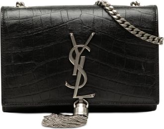 Saint Laurent Pre-owned Saint Laurent Small Croc Embossed Leather Monogram Kate Tassel Crossbody Ladies T5691FQCNG98O5AT