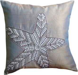 OEM Funda De Almohada Morada, Con Lentejuelas 3d En Forma De Estrella De Mar, Tem&aacute;tica Playera Y Oce&aacute;nica, 60 X 60 Cm (24 X 24 Pulgadas), Funda De Almohad