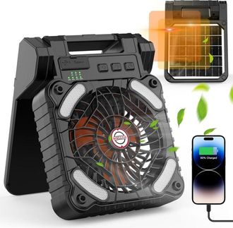 OEM Ventilador Solar Para Acampar Con Linterna Led, Bater&iacute;a Recargable De 5200 Mah, Port&aacute;til, Temporizador, Cargador De Tel&eacute;fono Y Ventilador Ecol&oacute;gico, P