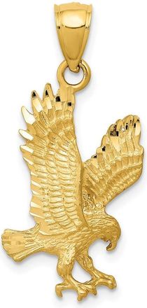Diamond2Deal 14k Yellow Gold Satin Diamond-cut Eagle Pendant