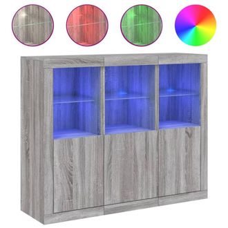 Berkfield Home Sideboards with LED Lights 3 pcs Grey Sonoma Engineered Wood