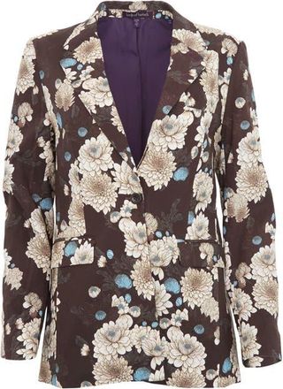 Lords of Harlech Jane Stretch Tencel Tailored Blazer in Serious Floral Black at Nordstrom, Size 12