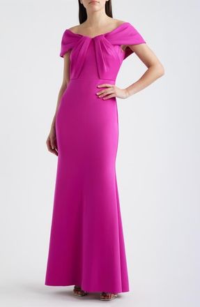 Eliza J Pleated Off the Shoulder Mermaid Gown in Orchid at Nordstrom, Size 10