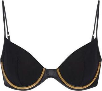 Elisabetta Franchi Ondergoed, Dames, Zwart, XL, Satijn, Beha van jersey en satijnen stoffen met juweeldetail