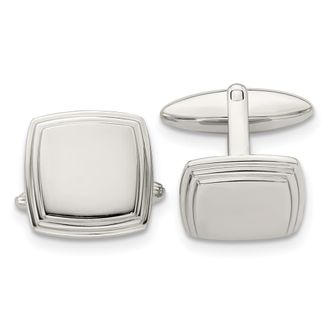 Diamond2Deal Stainless Steel Polished Square Cufflinks