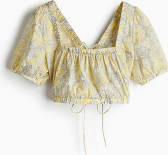 H&M Baumwollbluse mit Spitze - Yellow