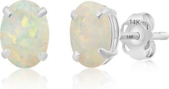 MAX + STONE 14k Yellow or White Gold 7x5mm Oval Stud Earrings with Push Backs