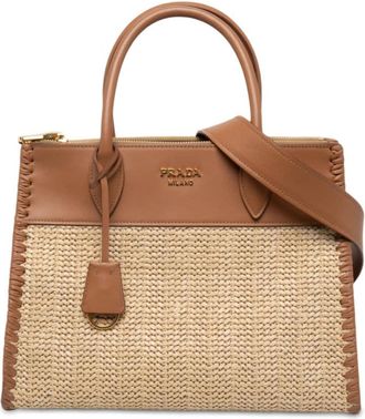 Prada Pre-owned Prada Raffia and City Calf Whipstitch Paradigme Satchel Ladies GDOSKQ4F1AT991N4