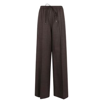 Max Mara Broeken, Dames, Bruin, 2Xs, Wol, Shetland Wol Wijde Broek