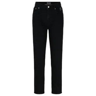HUGO BOSS Womens Straight-Fit Cropped Jeans in Black Denim - Size 26W/32L