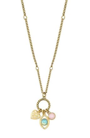 Kurt Geiger Evil Eye Heart Charm Pendant Necklace in Gold/Multi at Nordstrom