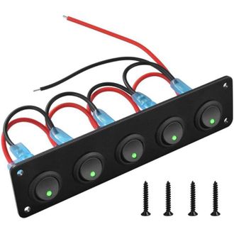 OEM [mai Usato]interruttore A Bilanciere, 12-24 V, 5 Bande, Pannello Di Controllo Con Interruttore A Led Verde Per Auto, Barca, Marina