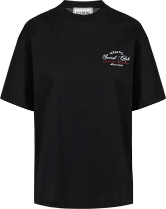 Iceberg T-Shirt met Logo - Dames - T-shirts - Zwart - M - Katoen - Tops