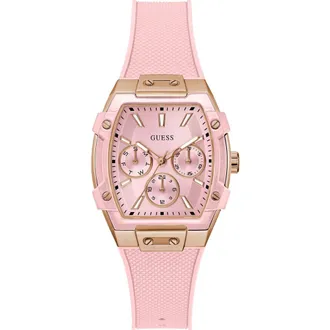 Guess Pink Multifunction Silicone Strap Watch, 35mm at Nordstrom