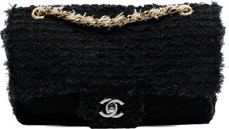 Chanel 2009-2010 Medium Classic Tweed Single Flap shoulder bag - Zwart