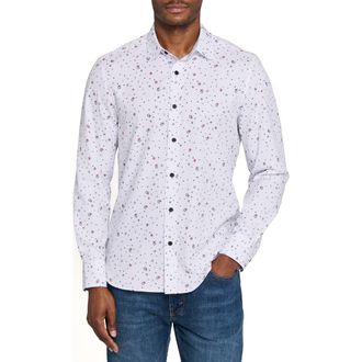 ConStruct Wreath And Ornament Woven Long Sleeve Basic in White/red at Nordstrom, Size Xx-Large