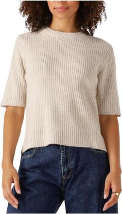 Object Beige Gebreide Trui O-hals Stijl - Dames - Ronde hals truien - Beige - XL - Truien & Vesten
