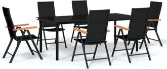 vidaXL 7 Piece Garden Dining Set Black Vidaxl