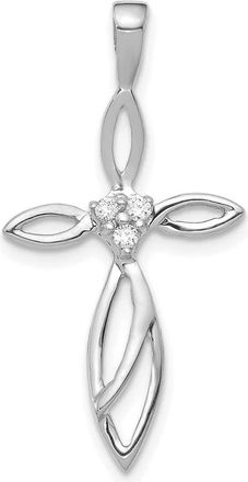 Diamond2Deal 10K White Gold AA Diamond Cross Pendant