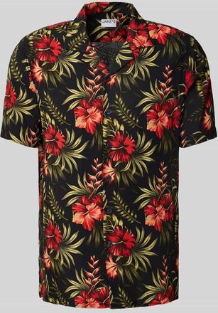 Jake*s Slim Fit Freizeithemd mit Knopfleiste in Rot, Größe S