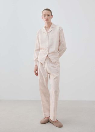 Mango Pantaloni cotone righe rosa - Donna - XS - MANGO