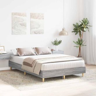 Berkfield Home Durable Bed Frame No Mattress Grey Sonoma 140x190 cm Engineered Wood