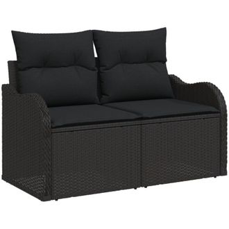 vidaXL Sof&aacute; De Jard&iacute;n Con Coj&iacute;n Negro 121 X 62 X 69 Cm Rat&aacute;n Sint&eacute;tico Vidaxl