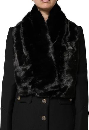 Dolce & Gabbana Womens Black Fur Shawl Neck Wrap Cover Collar Scarf