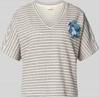 Milano Milano Italy T-Shirt mit floraler Applikation in Offwhite, Gr&ouml;&szlig;e XXL