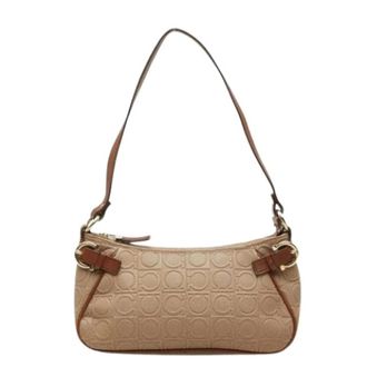 Ferragamo Pre-owned au-21 Shoulder bag - Dames - Pre-owned - Beige - Maat: ONE Size Leer