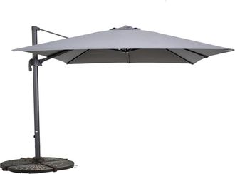 Oviala Parasol exc&eacute;ntrico gir. 360&deg; 3x3m + 4 losetas lastradas gris
